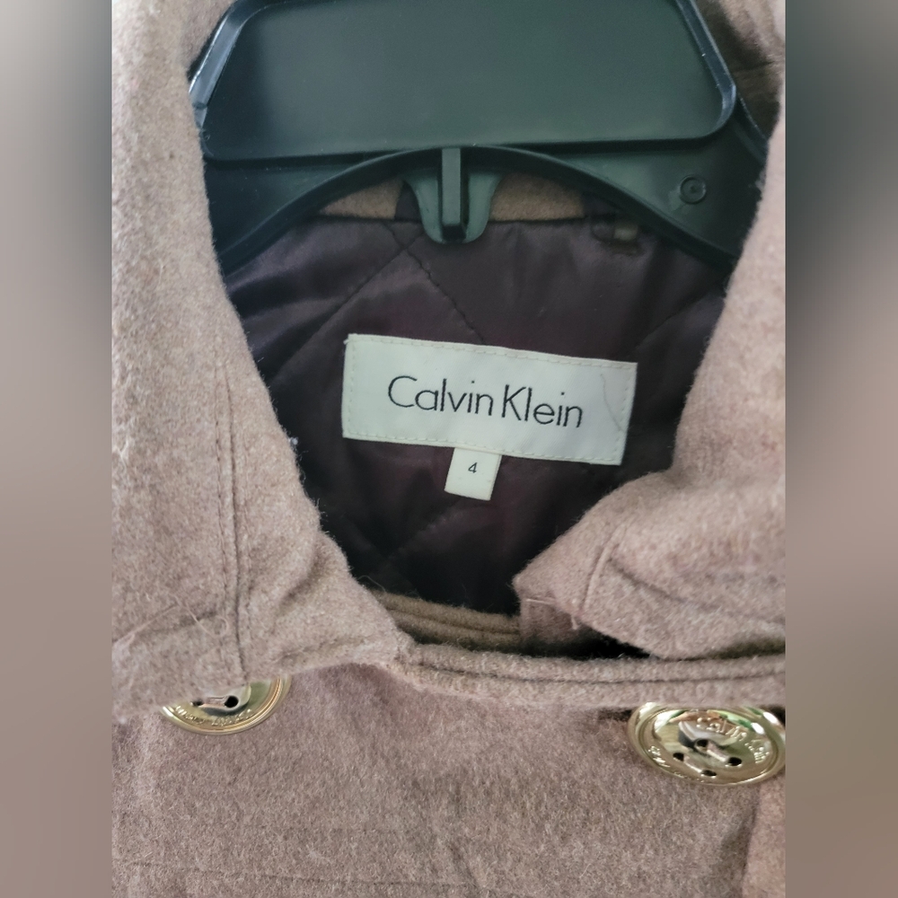 Calvin Klein Double-Breasted Tan Pea Coat - Picture 3 of 6